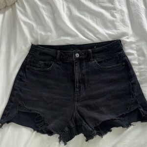 American Eagle Outfitters Black Ripped Jean Shorts